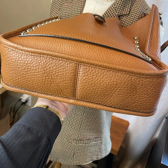 Rebecca Minkoff Brown Pebbled Leather Studded Shoulder Bag - Picture 4 of 10